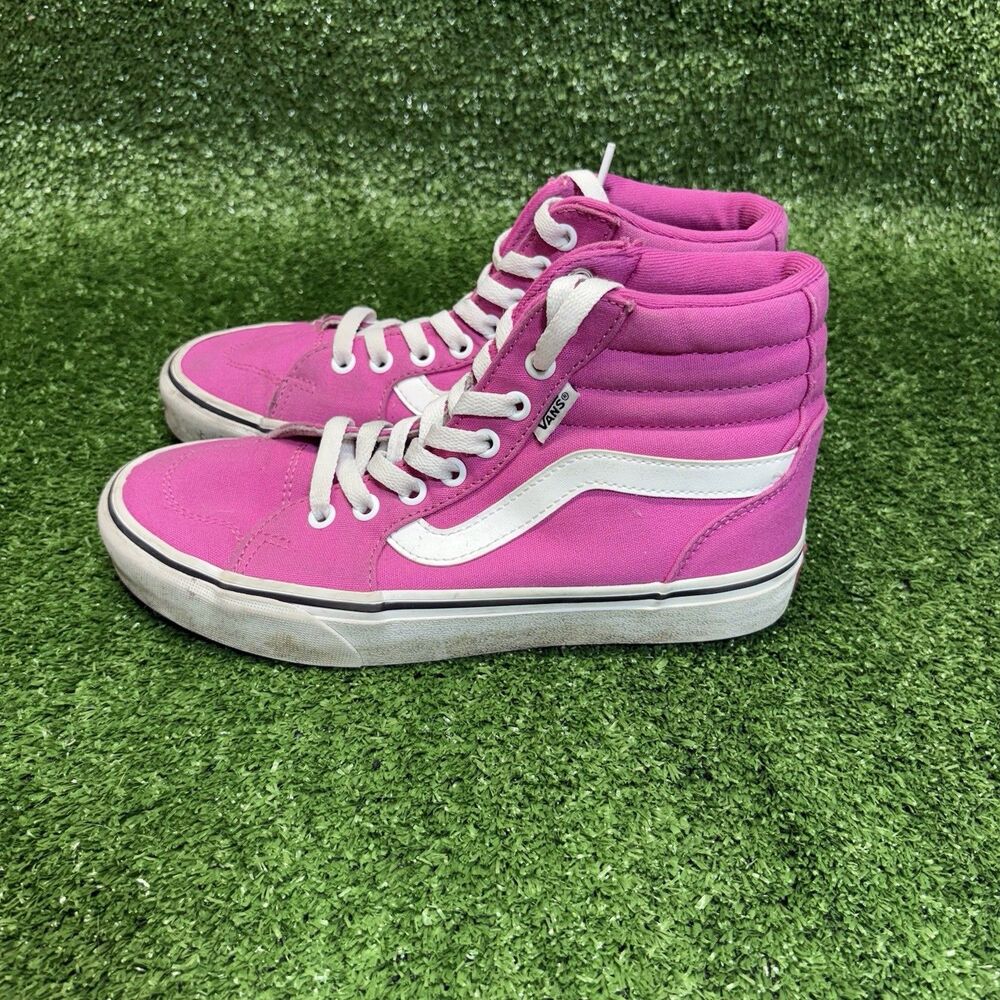 Vans Sk8 Skate Shoes Sneakers Hot Pink Hi Top Casual Off The Wall Womens Size 7